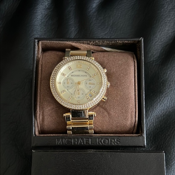Michael Kors Gold-Tone Watch with Crystal Details